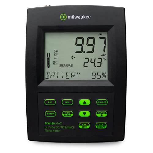 Milwaukee MW180 MAX pH/mV/EC/TDS/NaCl/Temp Bench Meter with Logging in Pakistan